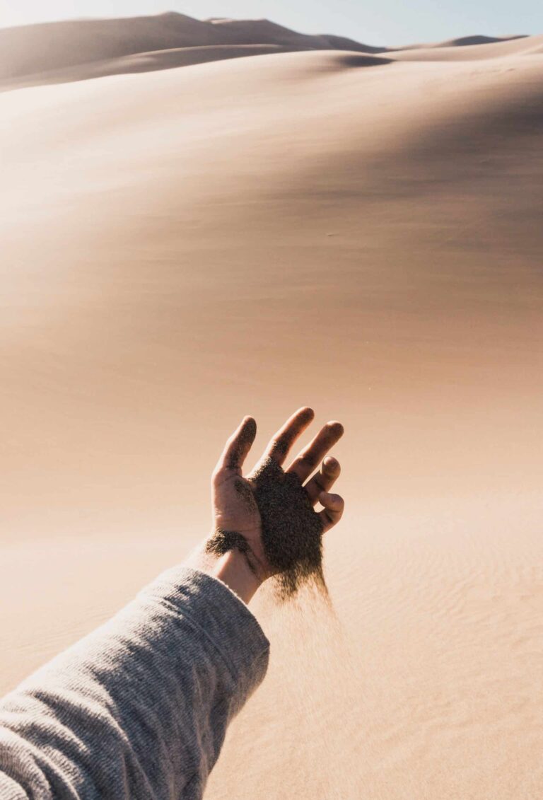 Sand on the hands